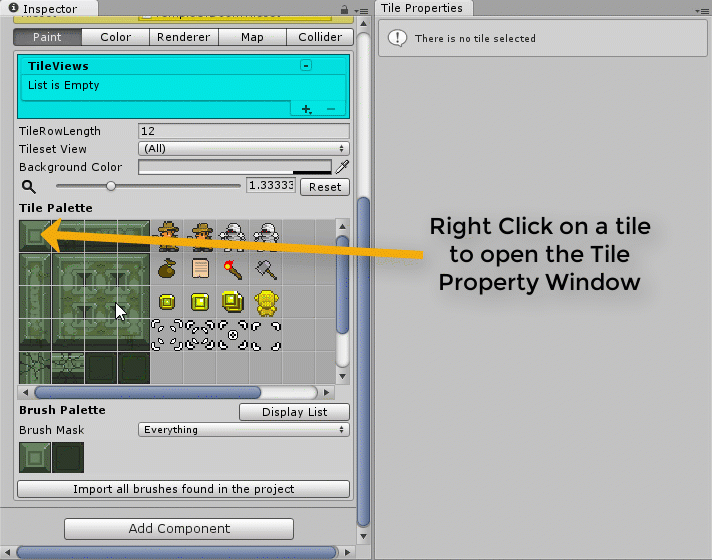 Setting up tile colliders