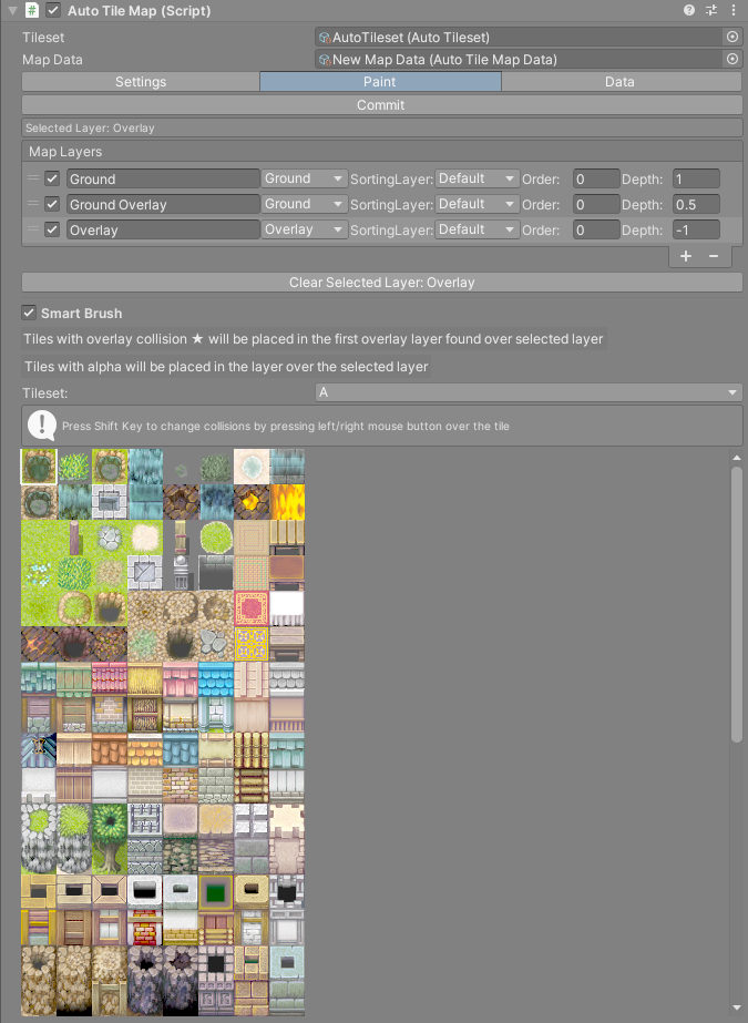 The Paint tab with the Map Layers list, Smart Brush and the palette