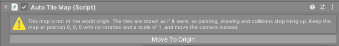 The warning shown when the map is not at the world origin