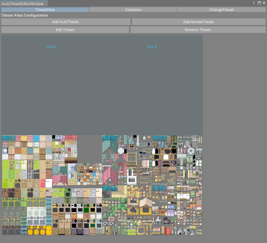 The TilesetAtlas tab of the tileset window