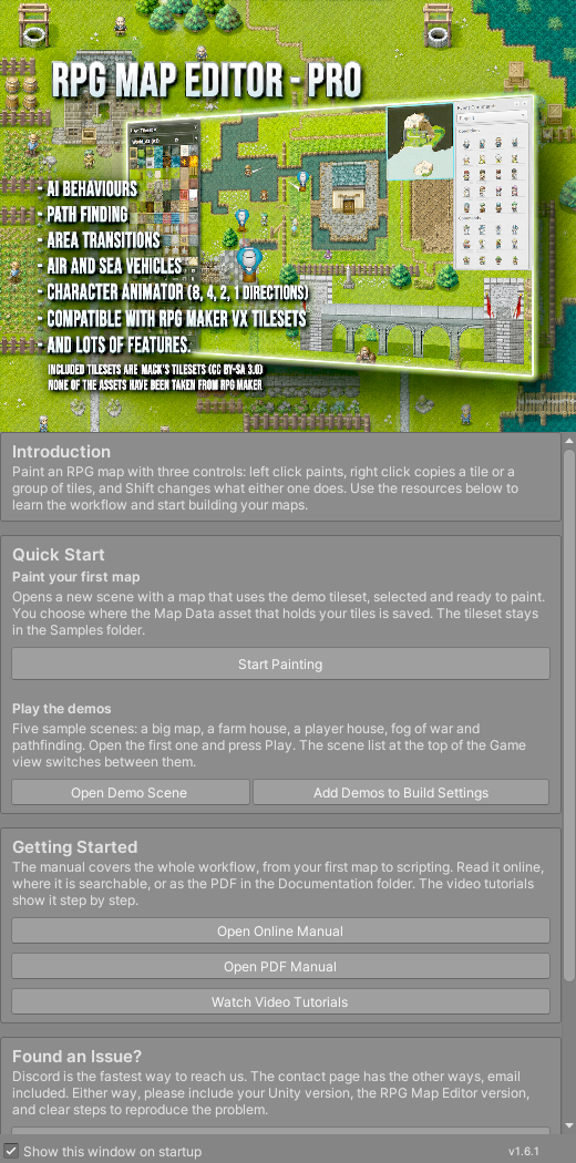 The welcome window with the Quick Start card