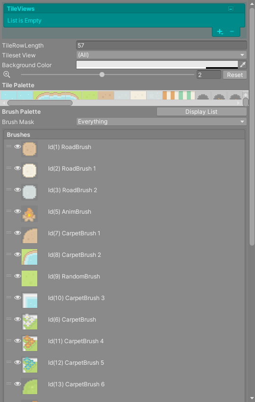 Brush palette with Display List turned on