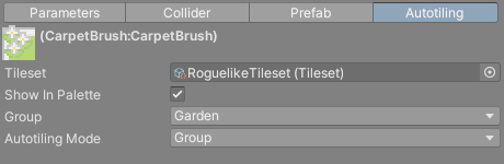 Autotiling tab with a brush selected